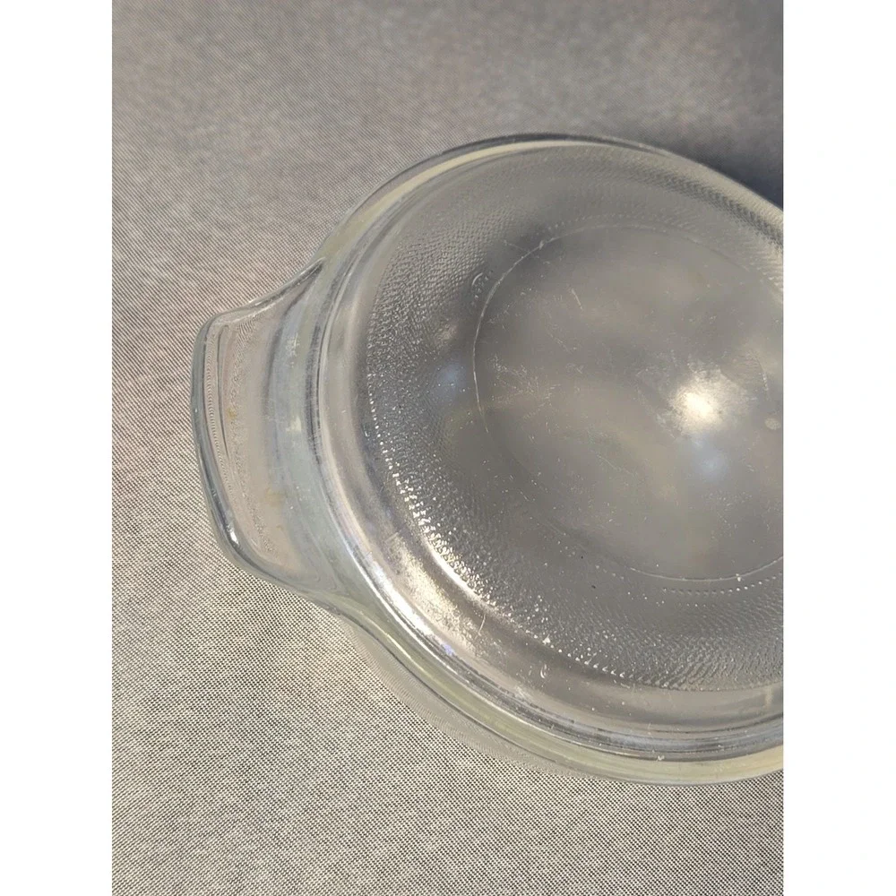 Vintage Anchor Hocking Clear Glass Round Casserole Dish Small Covered Bowl & Lid